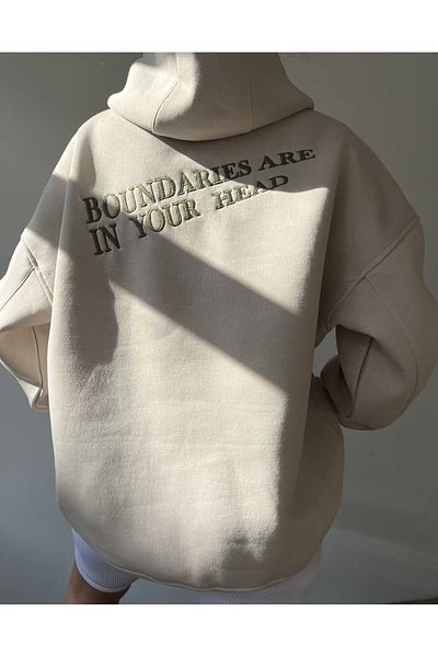 MC MAİ COLLECTİON Mcllctn Boundaries Bone Hoodie Sweatshirt