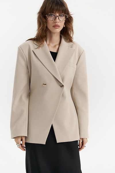 MAİ COLLECTİON Blazer Allegany světle béžový - v pase