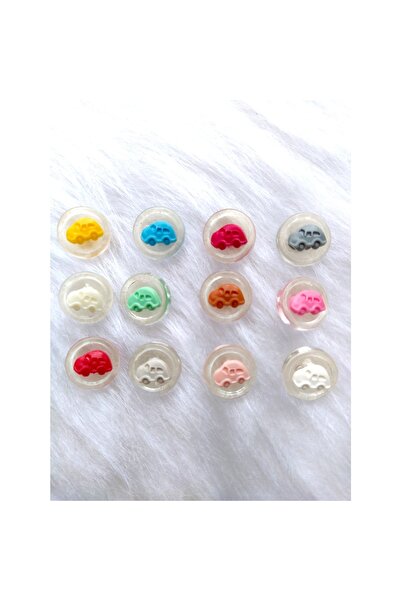 Zedhobi 24 Adet Karışık Renkli Araba Figür Düğme