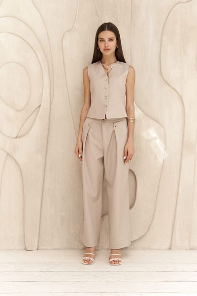 MAİ COLLECTİON Rianto Dark Beige Short Vest
