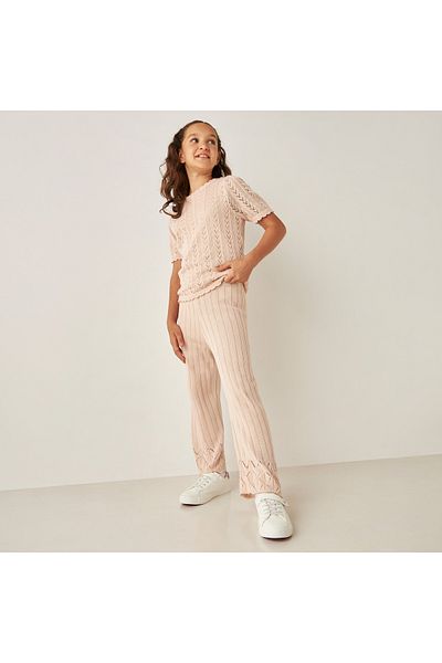 ELIGO Ribbed Wide-Leg Pants