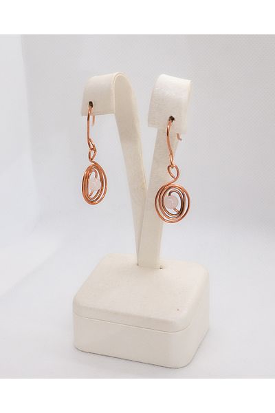 Luna Pink Quartz Natural Stone Copper Earrings