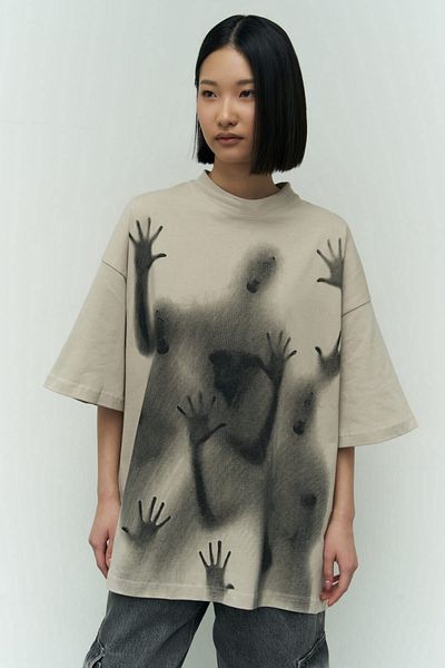 MAİ COLLECTİON Μπλουζάκι Ghost Beige Oversize
