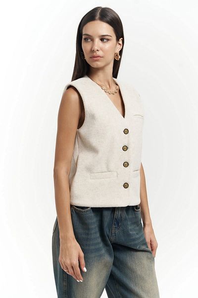 MAİ COLLECTİON Pace Beige Short Vest