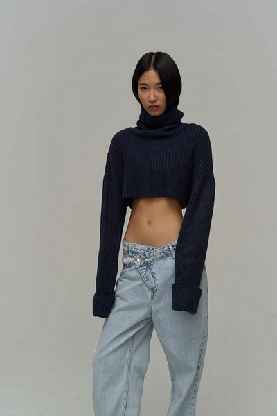 MAİ COLLECTİON Revue High-Rise Marineblauer Crop-Pullover