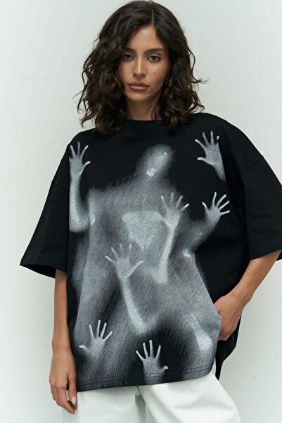MAI STUDIOS CO. Ghost Siyah Oversize T-Shirt