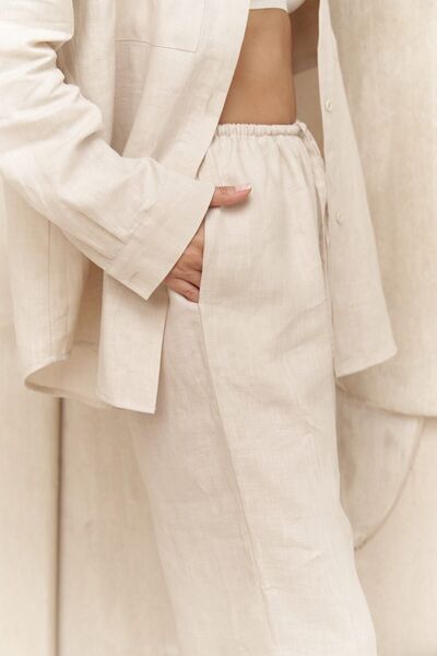 BOHEMAİ Σετ λινό πουκάμισο και παντελόνι Willord μπεζ