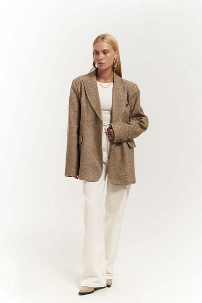 MAİ COLLECTİON Anika Beige Blazer - Χαλαρή εφαρμογή