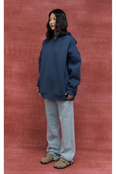 MAI STUDIOS CO. Μπλε φούτερ με κουκούλα Boundaries