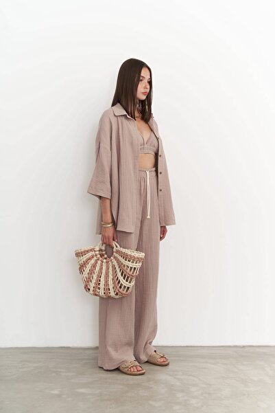 BOHEMAİ Trojitá súprava mušelínu Reyna Mink