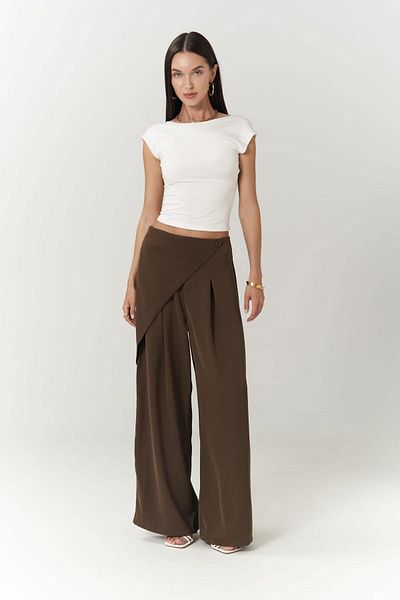 MAİ COLLECTİON Letty Dark Khaki Double Breasted Detail Trousers