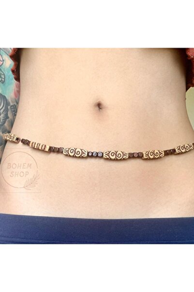 Bohem Shop Bohem Bel Kolyesi, bel zinciri, boncuklu kemer plaj yazlık gold altın inci deniz bikini etnik hippie