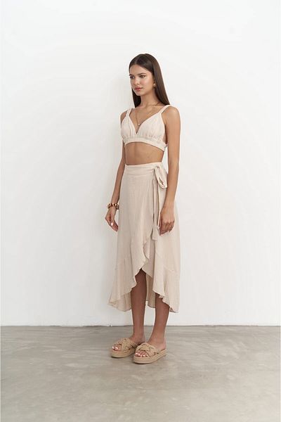 BOHEMAİ Adelina Dark Beige Muslin Crop-szoknya szett