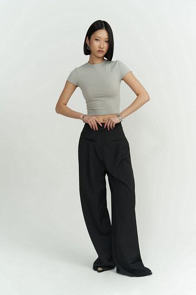 MAİ COLLECTİON Werner Anthracite Palazzo Trousers