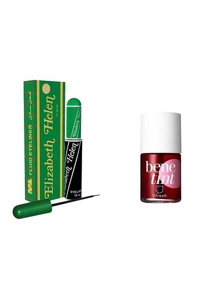 Mahmood Saeed Elizabeth Helen Fluid Eyeliner And uFresh Bene Tint Lip Glossy Black/Pink