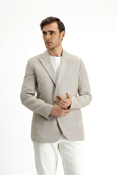 Kiğılı Slim Fit Slim Fit Linen Blended Double Breasted Jacket