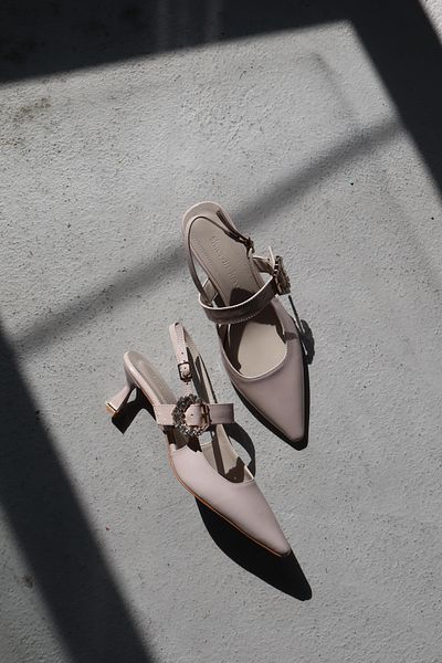 Sister in Love Sue Short Heeled Patent Leather Stiletto with Stone Detail