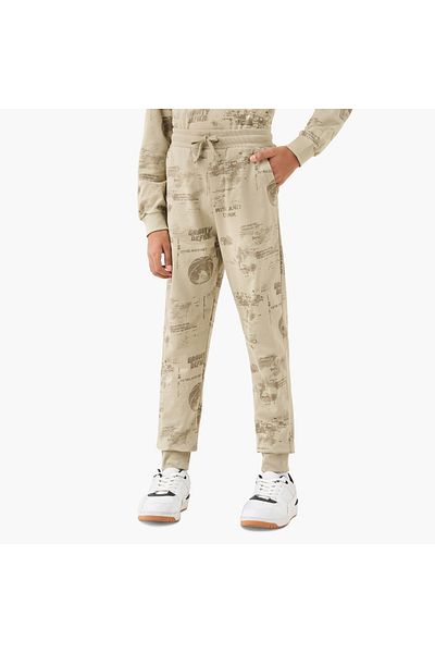 Juniors Graphic Print Joggers with Drawstring Closure