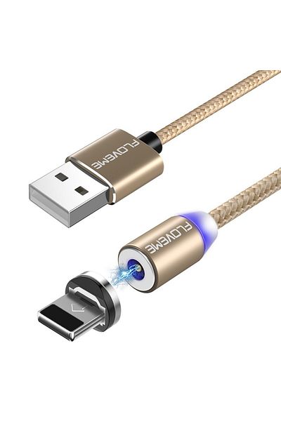 REDz Accessories Fast charging cable 2A, Apple lightning, with 360 degree rotating magnetic connector, with LED, 2m