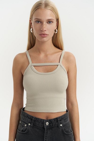 MAİ COLLECTİON Noam Soft Khaki Μπροστινή Λεπτομέρεια Κοτλέ περικοπή