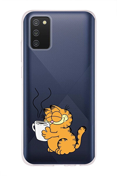moonset Samsung Galaxy A02S Uyumlu Garfield Tasarımlı Baskılı Şeffaf Telefon ...