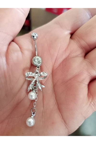 BUĞLEM Göbek Piercing Cerrahi Çelik 316L Gümüş Renk Paslanmaz Kararmaz