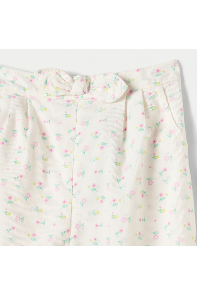 Juniors All-Over Floral Print Pants with Bow Accent