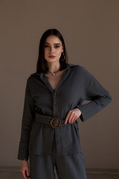 BOHEMAİ Lotosový dřevěný opasek detail antracitová sada