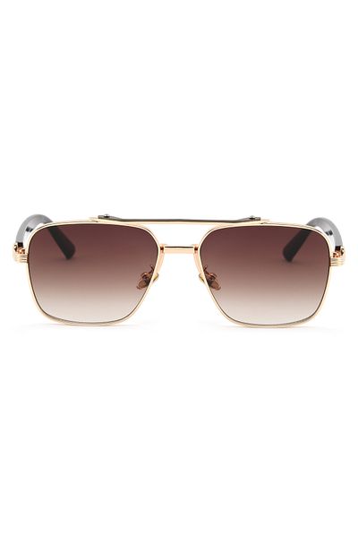 Angel Eyes Rectangular Design Brown Frame Brown Glass Unisex Sunglasses
