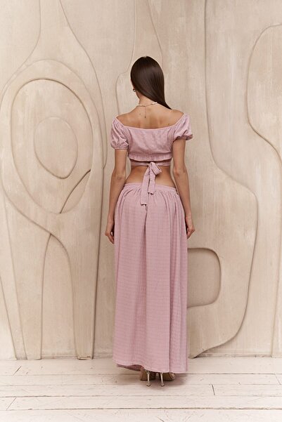 MAI STUDIOS CO. Indriya Lila Crop szoknya szett