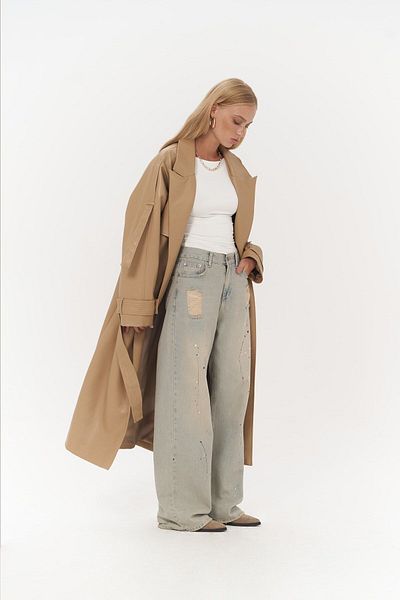 MAİ COLLECTİON Δερμάτινη καμπαρντίνα Layton Camel