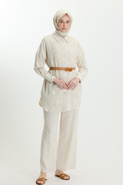 Setrms Çiçek Desenli Keten Tunik