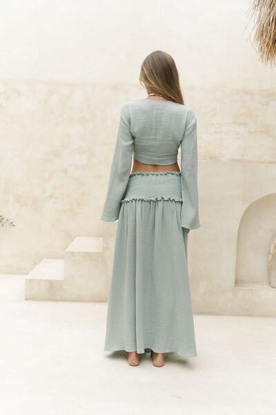 BOHEMAİ Çağla Crop Skirt and Top Set - Marshanda