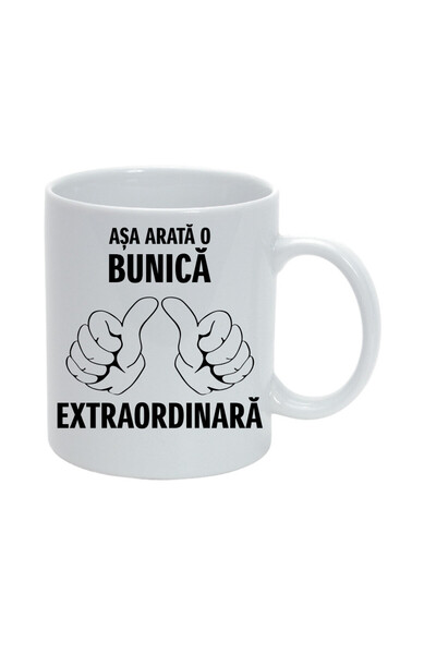 OEM Cană albă personalizată „Așa arată o bunică extraordinară”, INOVATIX®. 330ml