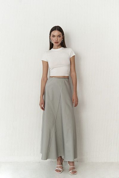MAİ COLLECTİON Hendra Filthy Detail Gray Skirt