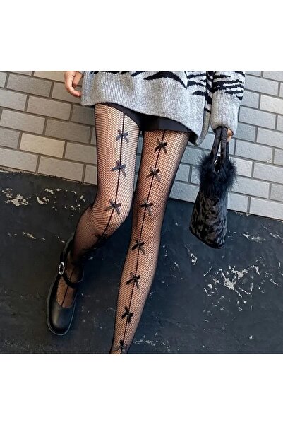 VEGAROKS Pantyhose Bowtie Fiyonk Kadın Külotlu Çorap