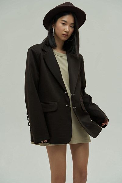 MAİ COLLECTİON Bunda Lana Hook Detail Bitter Brown Blazer