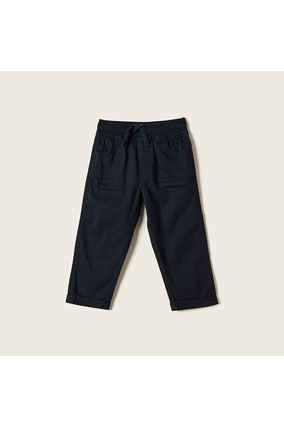 Juniors Solid Trousers with Drawstring Closure