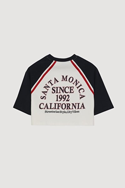 Quzu Μπλουζάκι με στάμπα και λεπτομέρεια Tiktak Ecru