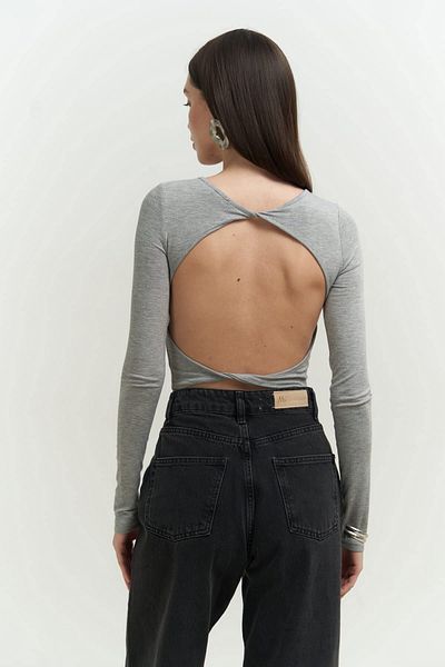 MAİ COLLECTİON Mita Back Χαμηλή Γκρι Μπλούζα