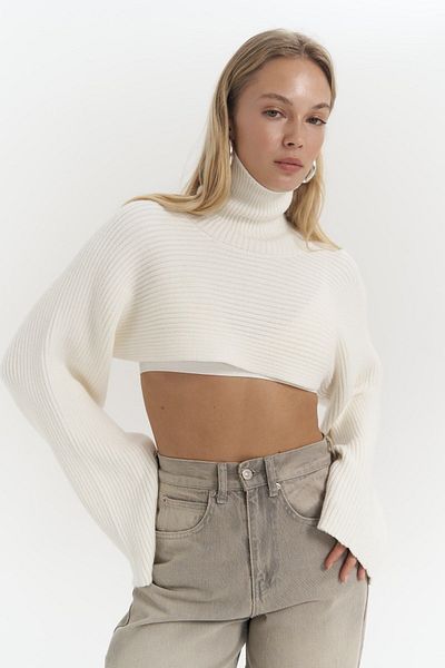 MAİ COLLECTİON Coperni Ecru Knitwear Bolero