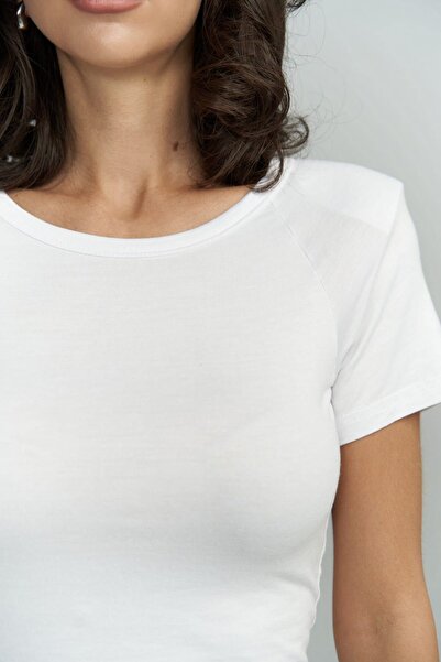 MAI STUDIOS CO. Λευκή Crop Μπλούζα με επένδυση Perla