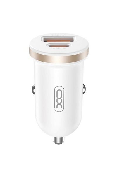 REDz Accessories Adaptor auto Xo-cc56, porturi duble, USB tip C, încărcare rapidă PD30w, alb
