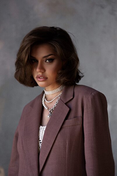 BOHEMAİ Súprava ľanovej bundy Ponte hnedá