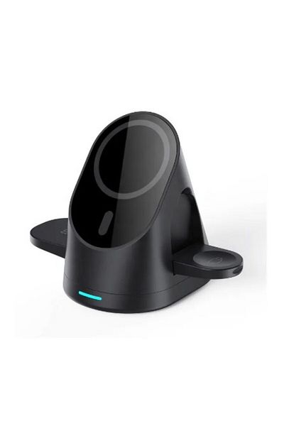 REDz Accessories Încărcător și suport 3 în 1, Magsafe, iPhone/ceas/Airpods, 15w, wireless, negru