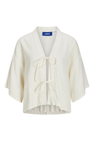 JJXX Women's Jxbreeze Linen Shirt with Lacing Detail 12270942   Ecru