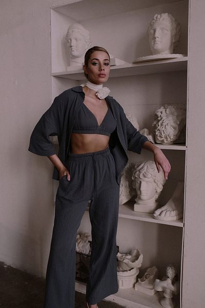BOHEMAİ Reyna Anthracite Mušelín Triple Set