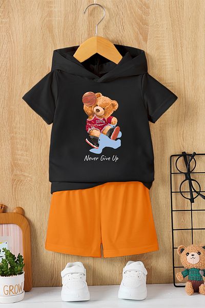 MYADA Hooded Basketball Player Character Printed 2-Piece Children's Set