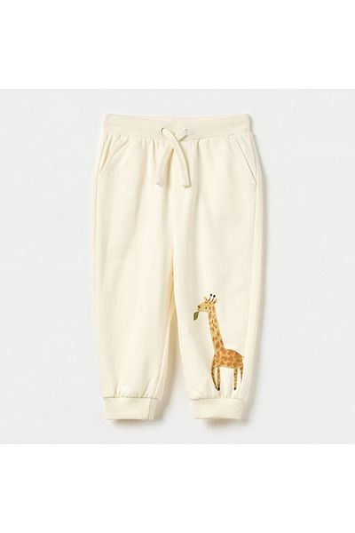 Juniors Giraffe Print Joggers with Drawstring Closure