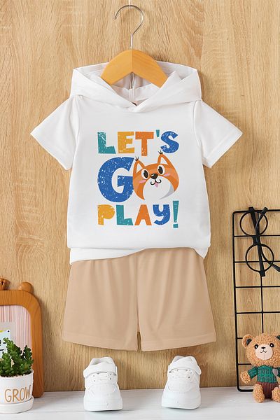 MYADA New Season Hooded Let's Play Fox Printed 2-Piece Children's Set 23322